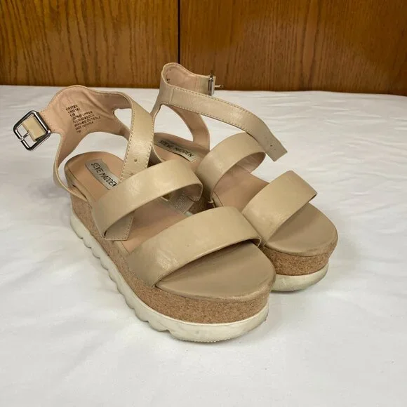 Steve Madden Kirsten Platform Sandals Women's 6.5 Beige - Picture 1 of 11